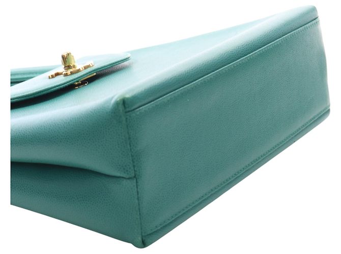 Chanel Green CC Caviar Kelly Top Handle Flap Verde - vista 5