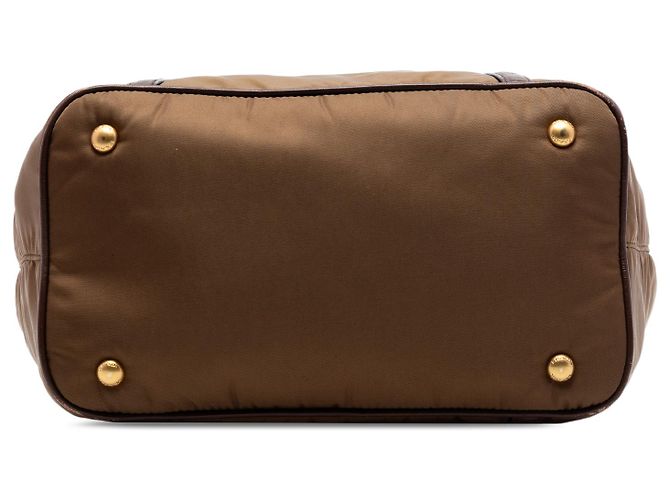 Borsa Prada Marrone Vitello Daino con bordi in Tessuto Cachi - vista 3