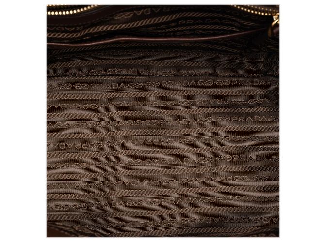 Borsa Prada Marrone Vitello Daino con bordi in Tessuto Cachi - vista 4