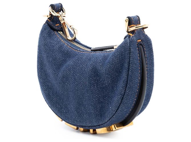 Fendi Blue Nano Denim Fendigraphy Hobo - vista 2