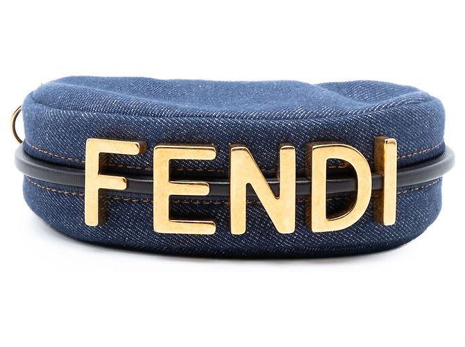 Fendi Blue Nano Denim Fendigraphy Hobo - vista 3