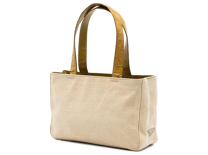 Prada Tote aus beigefarbenem Canvas - Ansicht 2