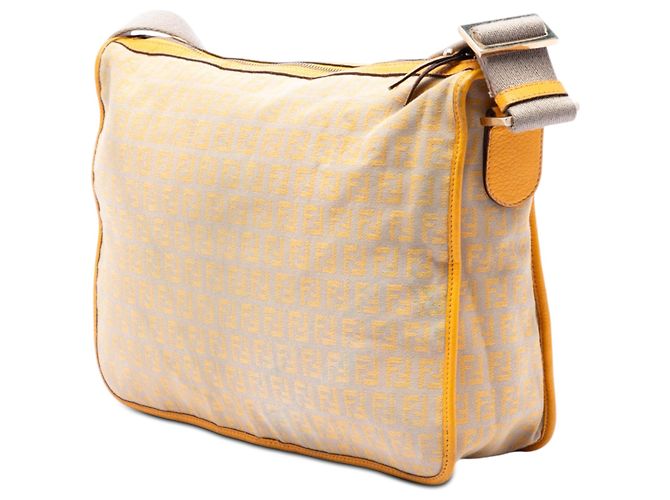 Fendi Beige Zucchino Canvas F Charm Crossbody - vista 2