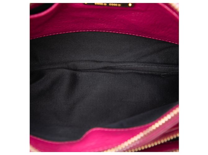 Miu Miu Borsa a tracolla in pelle di capra Madras rosa con doppia zip - vista 4