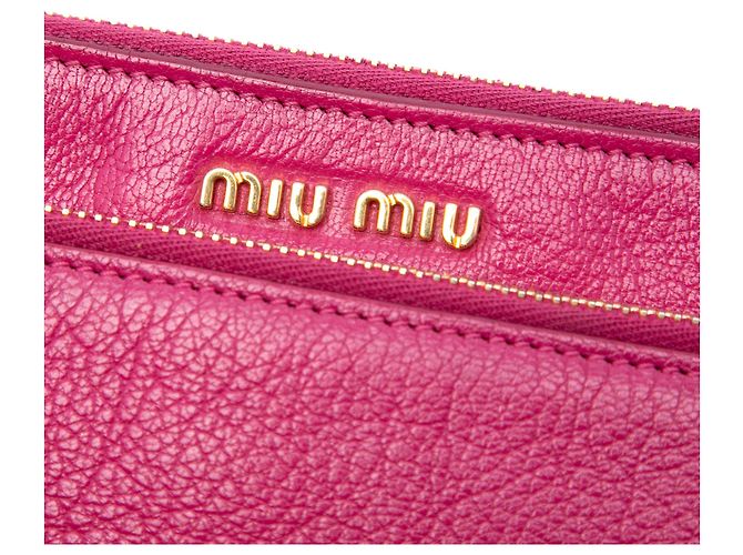 Miu Miu Borsa a tracolla in pelle di capra Madras rosa con doppia zip - vista 5