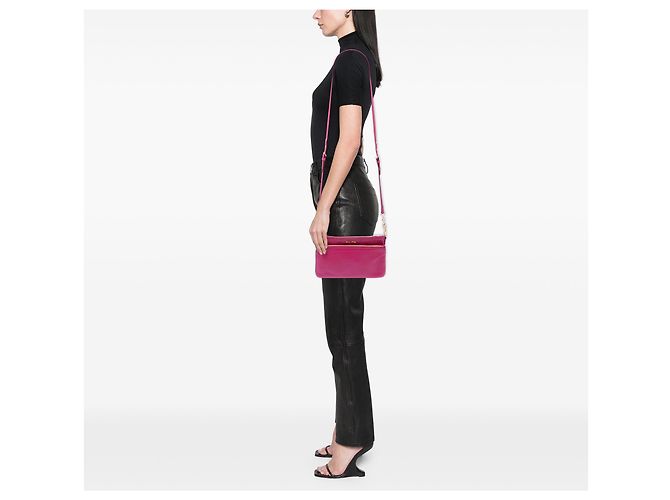 Miu Miu Borsa a tracolla in pelle di capra Madras rosa con doppia zip - vista 6
