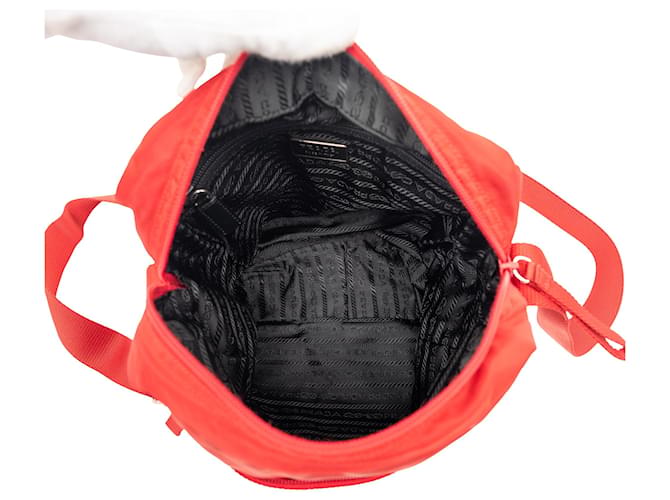 Borsa a tracolla Prada Red Tessuto Zip Top Rosso - vista 4