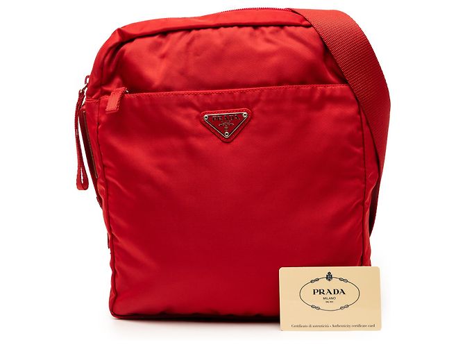 Borsa a tracolla Prada Red Tessuto Zip Top Rosso - vista 7