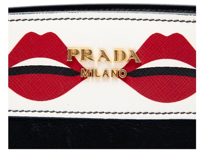 Borsa a tracolla Prada Black City Calf and Saffiano Lip Print Nero - vista 5