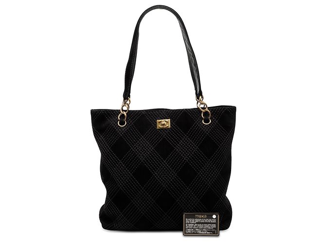 Chanel Black CC Stitched Wildleder-Tote Schwarz - Ansicht 10