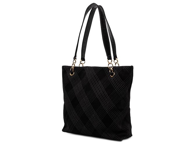 Chanel Black CC Stitched Wildleder-Tote Schwarz - Ansicht 2