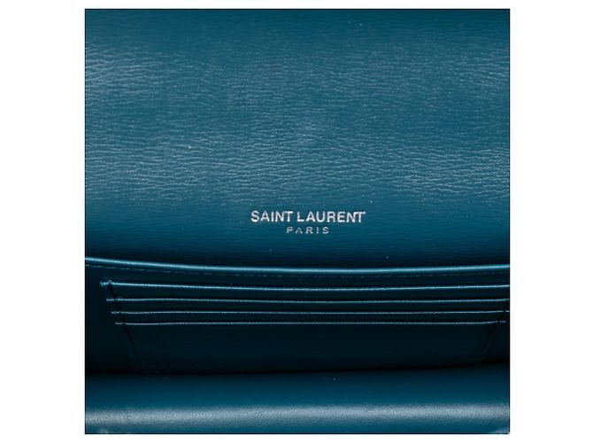 Portafoglio con catena Saint Laurent Blue Mini in pelle di vitello Monogram Sunset - vista 4