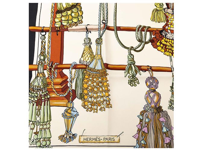 Sciarpa in seta bianca Passementerie Hermès 90 Bianco - vista 4