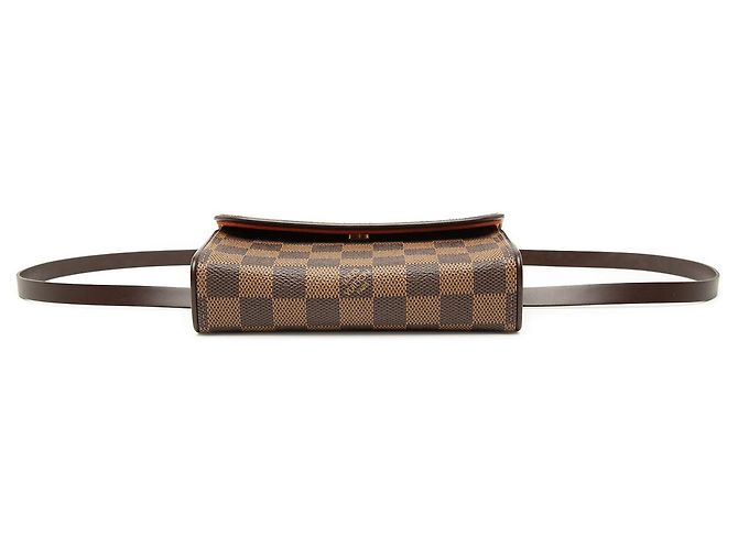 Louis Vuitton Pochette Florentine in Damier Ebene marrone - vista 3