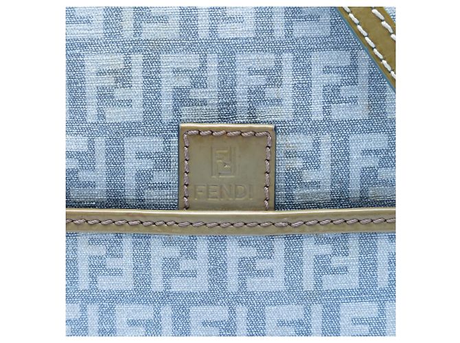 Fendi Blue Zucchino Coated Canvas Forever Crossbody Blau Hellblau - Ansicht 5