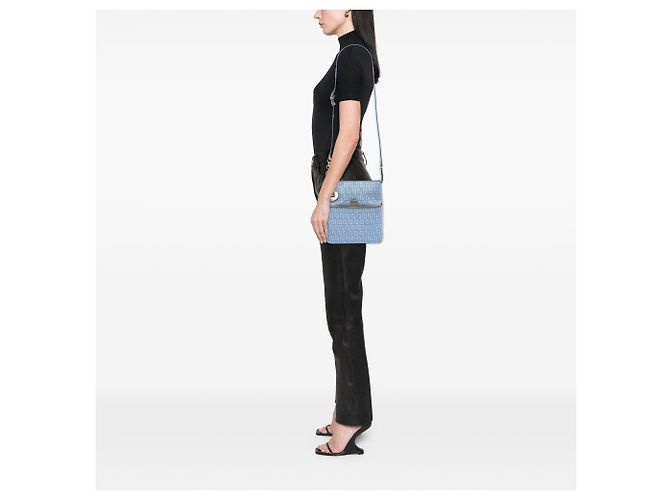 Fendi Blue Zucchino Coated Canvas Forever Crossbody Blau Hellblau - Ansicht 6