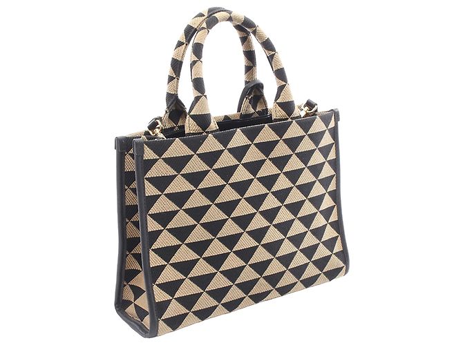 Borsa Prada Symbole Triangolo in tela marrone piccola - vista 2