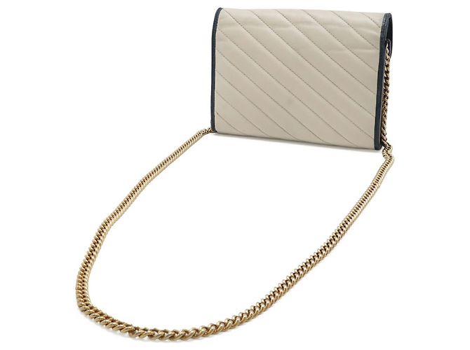 Borsa a tracolla con catena GUCCI GG Marmont Crudo Blu navy - vista 3