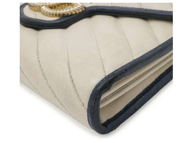 Borsa a tracolla con catena GUCCI GG Marmont Crudo Blu navy - vista 4