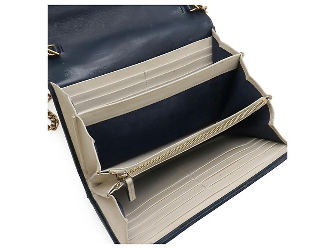 Borsa a tracolla con catena GUCCI GG Marmont Crudo Blu navy - vista 5