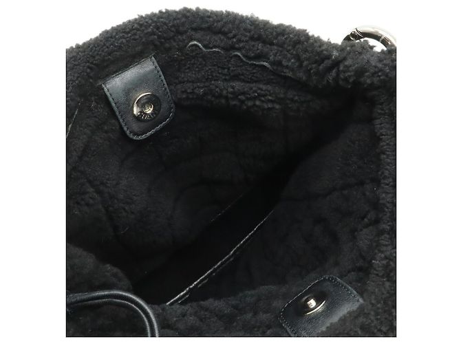 CHANEL Borsa a Spalla con Catena in Mouton Shearling Marrone Nero - vista 8