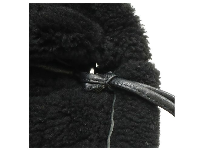 CHANEL Borsa a Spalla con Catena in Mouton Shearling Marrone Nero - vista 9