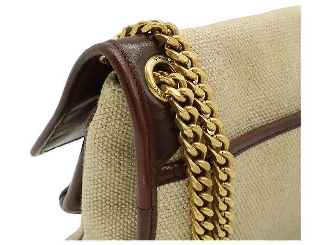 Yves Saint Laurent SAINT LAURENT PARIS YSL NIKI Bolso de Hombro con Cadena Medium Beige Marrón oscuro - vista 5
