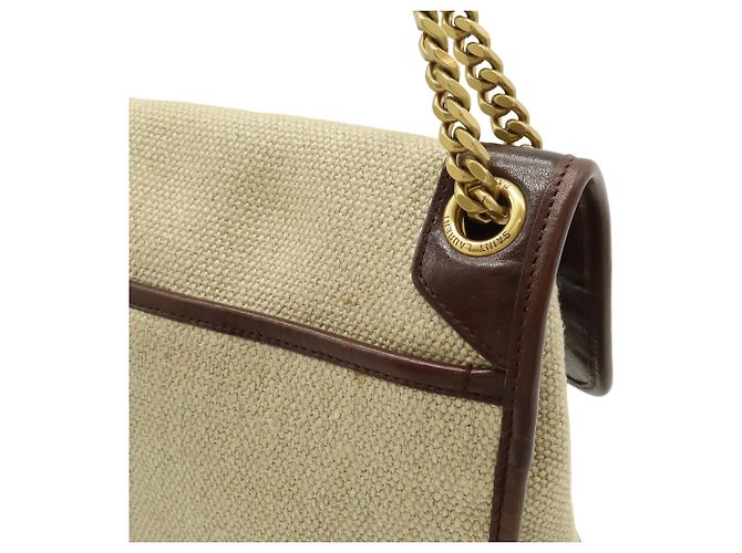 Yves Saint Laurent SAINT LAURENT PARIS YSL NIKI Bolso de Hombro con Cadena Medium Beige Marrón oscuro - vista 9
