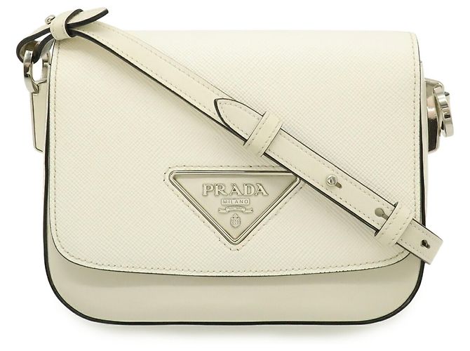 Pochette clutch in pelle Saffiano avorio Prada Crudo - vista 2