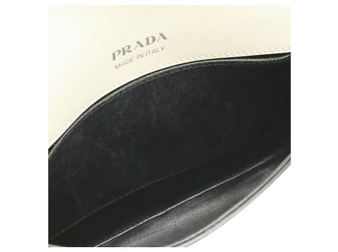 Pochette clutch in pelle Saffiano avorio Prada Crudo - vista 8