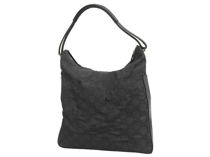 Gucci GG Nylon and Leather Shoulder Bag Black - view 2