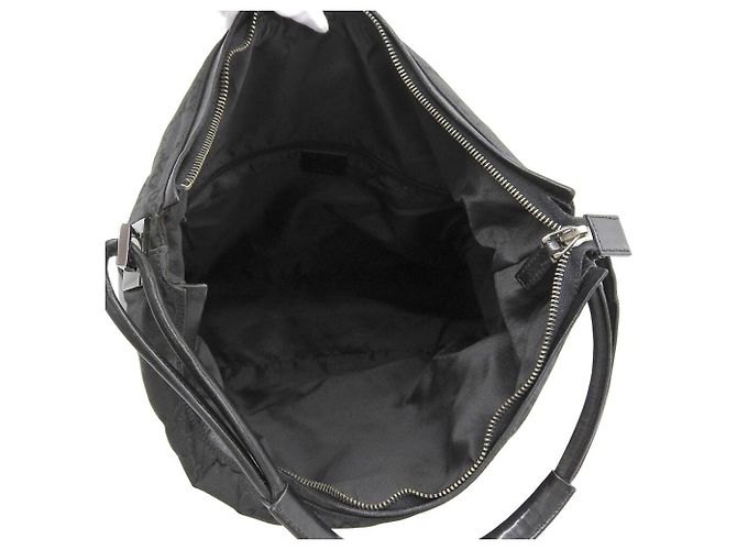 Gucci GG Nylon and Leather Shoulder Bag Black - view 3