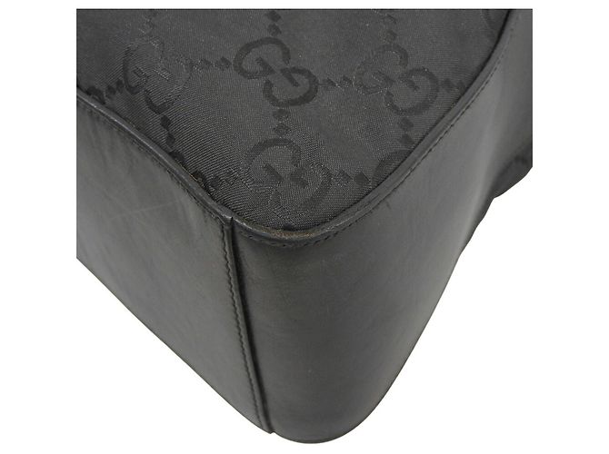 Gucci GG Nylon and Leather Shoulder Bag Black - view 4