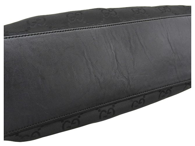 Gucci GG Nylon and Leather Shoulder Bag Black - view 5