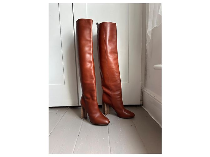 Louis Vuitton Botas altas de cuero marrón Castaño - vista 2