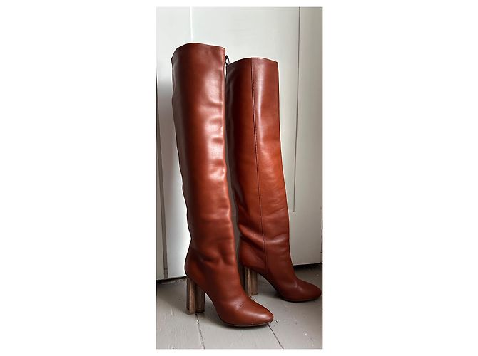 Louis Vuitton Botas altas de cuero marrón Castaño - vista 3