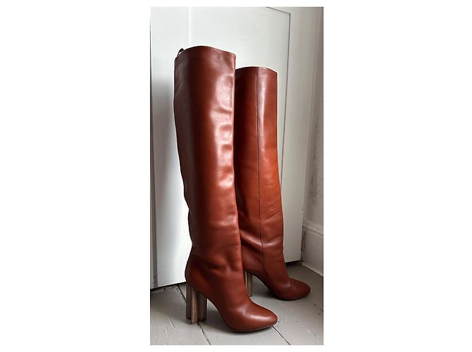 Louis Vuitton Botas altas de cuero marrón Castaño - vista 4