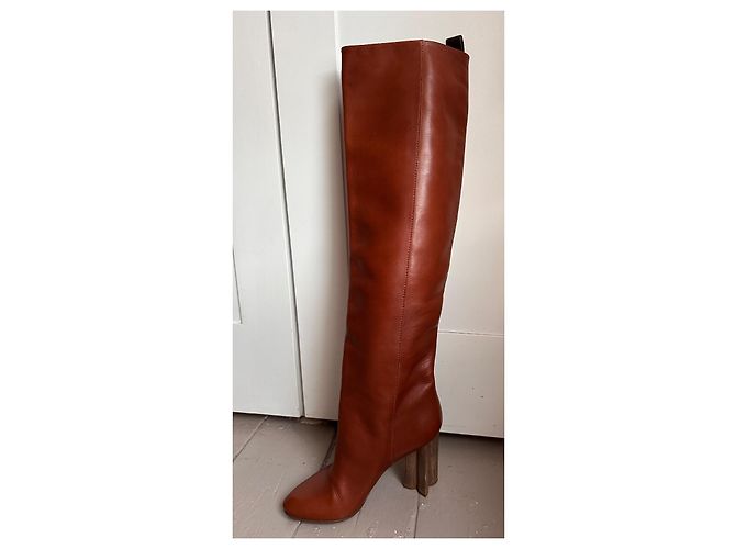 Louis Vuitton Botas altas de cuero marrón Castaño - vista 9