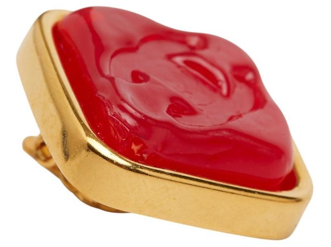 Orecchini a clip Vintage Chanel Coco Mark Rosso D'oro - vista 5