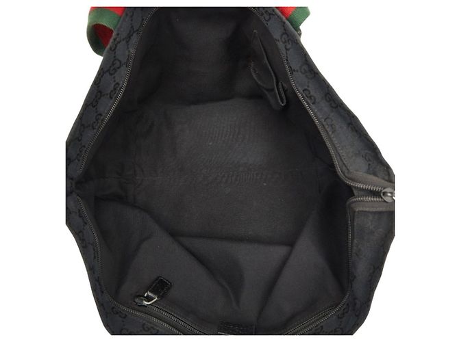 Borsa Tote Gucci GG Canvas Sherry Line Nero Rosso Verde - vista 8