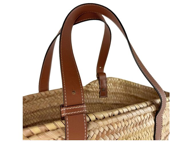 Borsa a mano in pelle e rafia marrone Loewe - vista 10