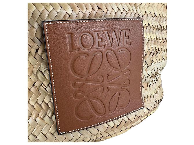 Borsa a mano in pelle e rafia marrone Loewe - vista 11