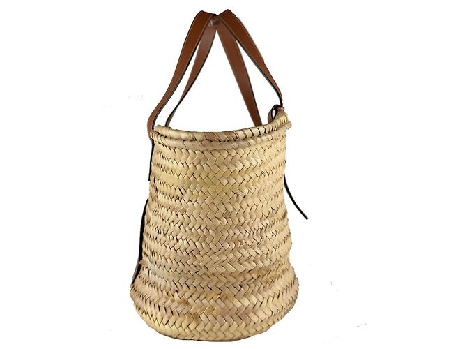 Borsa a mano in pelle e rafia marrone Loewe - vista 2