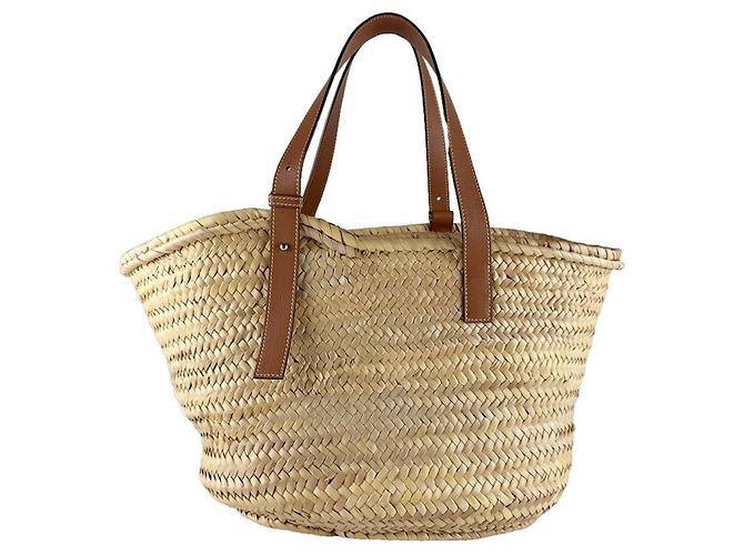 Borsa a mano in pelle e rafia marrone Loewe - vista 3