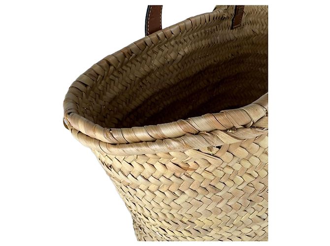 Borsa a mano in pelle e rafia marrone Loewe - vista 6