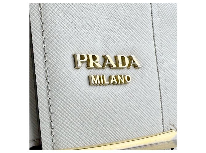 Borsa a tracolla in pelle bianca Prada Bianco - vista 11