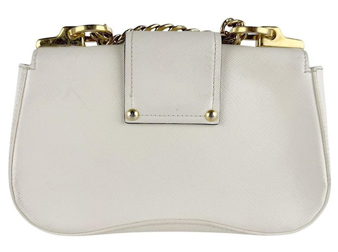 Borsa a tracolla in pelle bianca Prada Bianco - vista 3