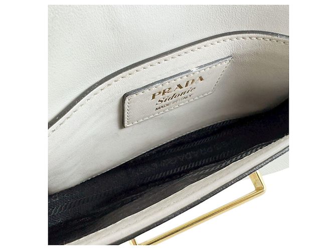 Borsa a tracolla in pelle bianca Prada Bianco - vista 5