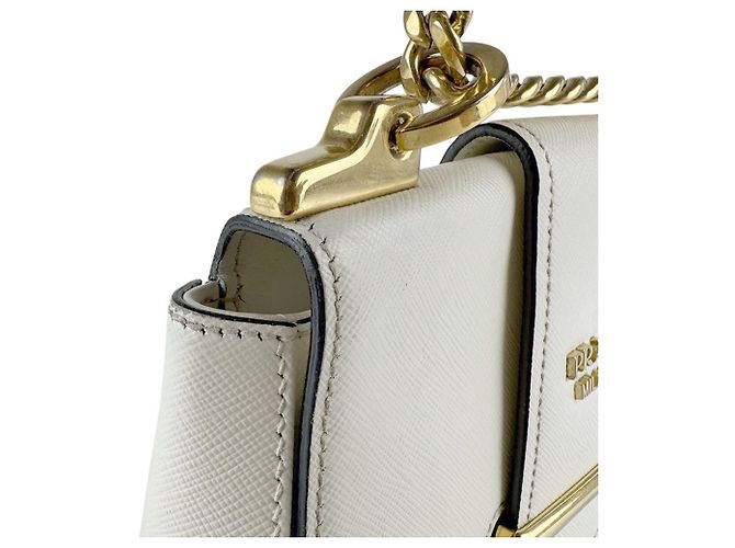 Borsa a tracolla in pelle bianca Prada Bianco - vista 6