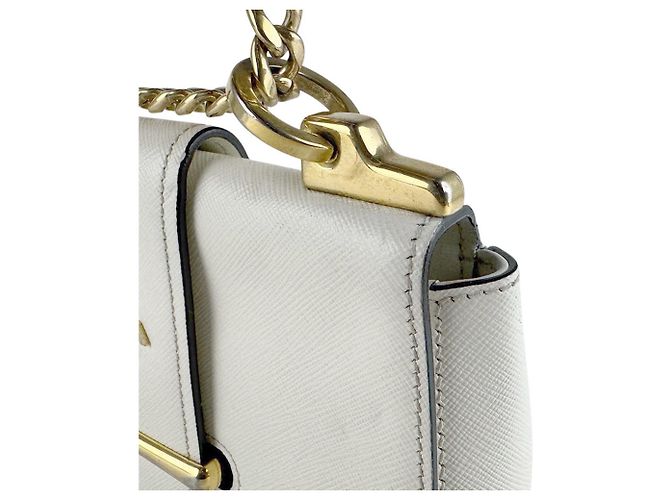 Borsa a tracolla in pelle bianca Prada Bianco - vista 7